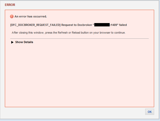 DFC_DOCBROKER Error